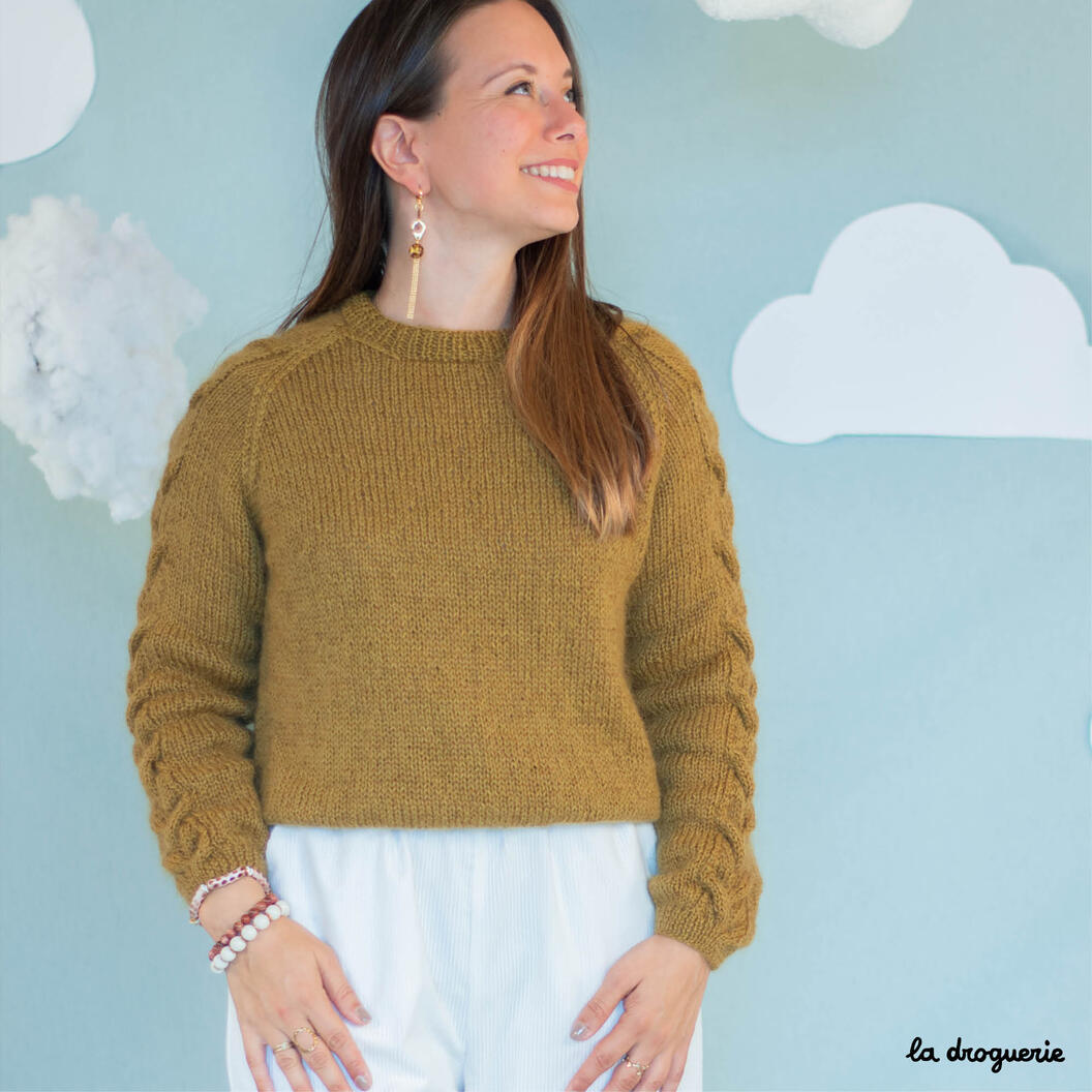 Pull femme en laine et mohair avec motifs ajourés en 6 coloris