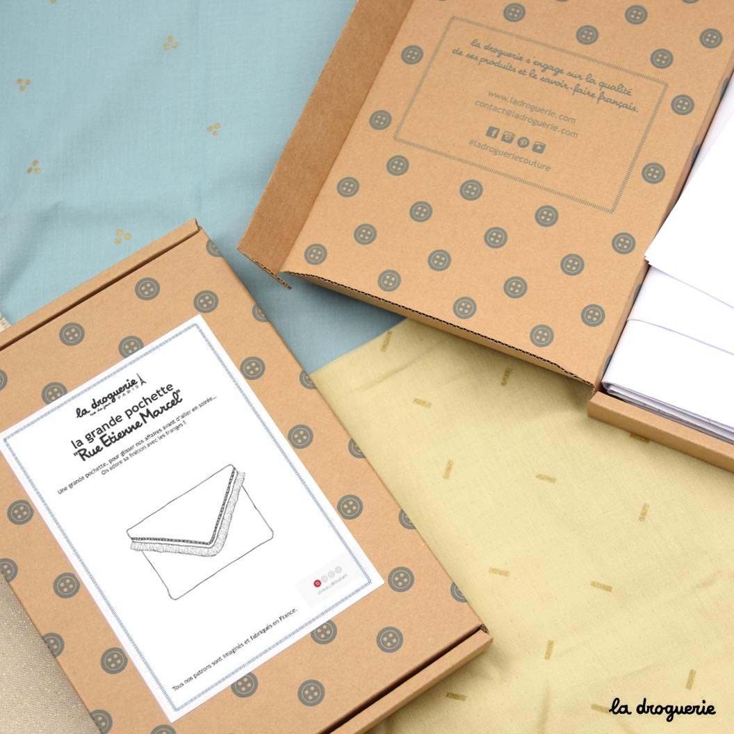 Boite carton – Patron de la grande pochette Rue Etienne Marcel