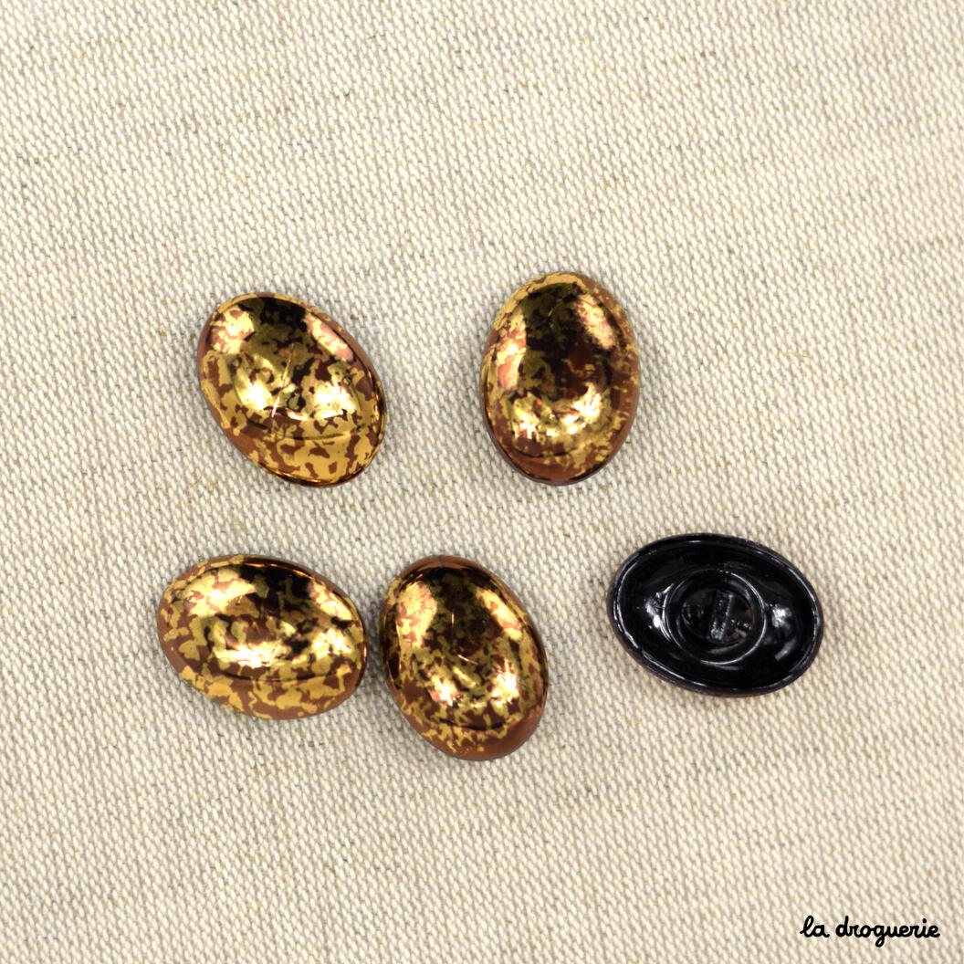 Bouton avenue montaigne 27 x 20 mm or bronze la droguerie