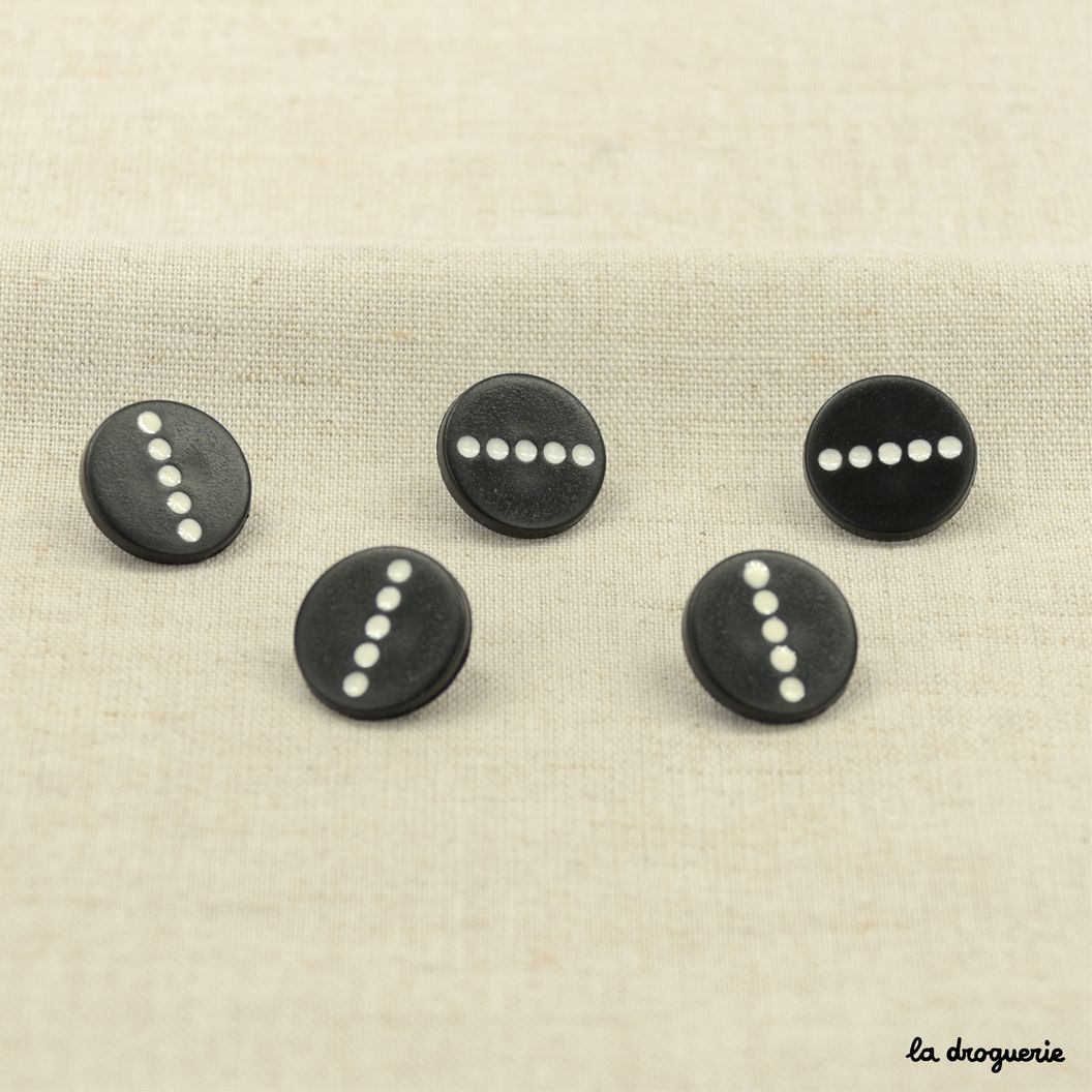 Boutons ronds à queue noir 20 mm