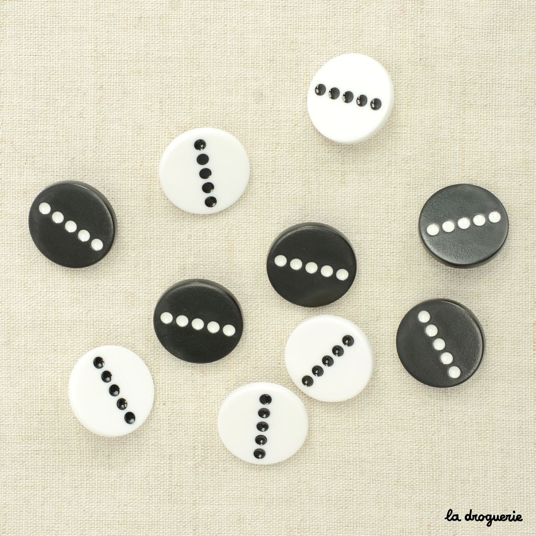 Boutons ronds à queue noir 20 mm