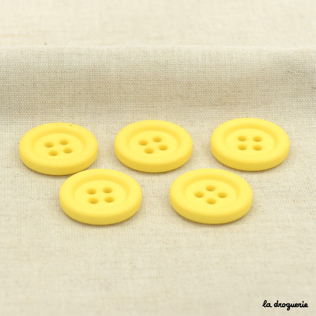 Grand Bouton vêtement : jaune bourrelet 4 trous 36mm - Mercerine