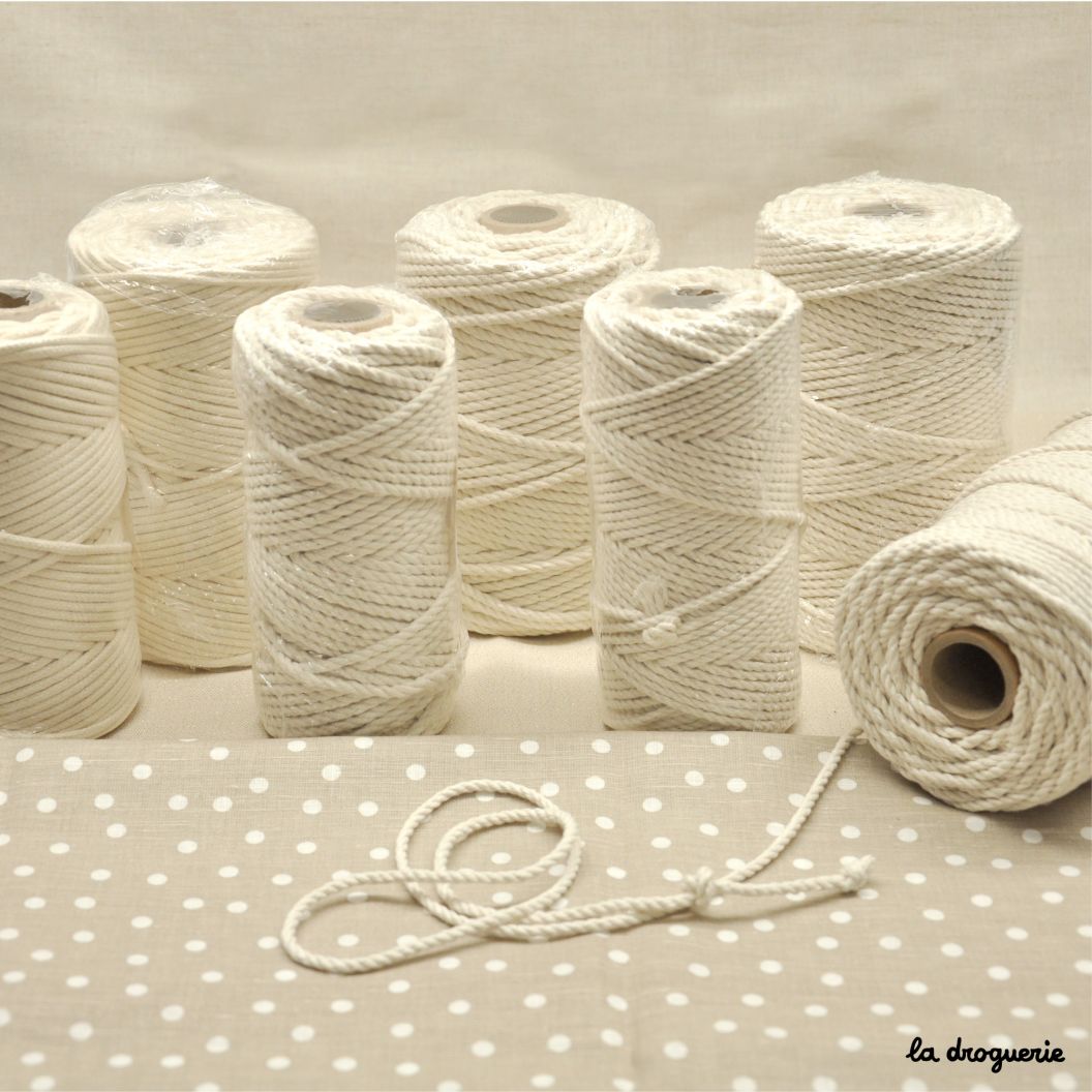 Cordon Pour Macramé, L: 55 m, 4 mm, Blanc Cassé, 330 gr, 1 Rouleau