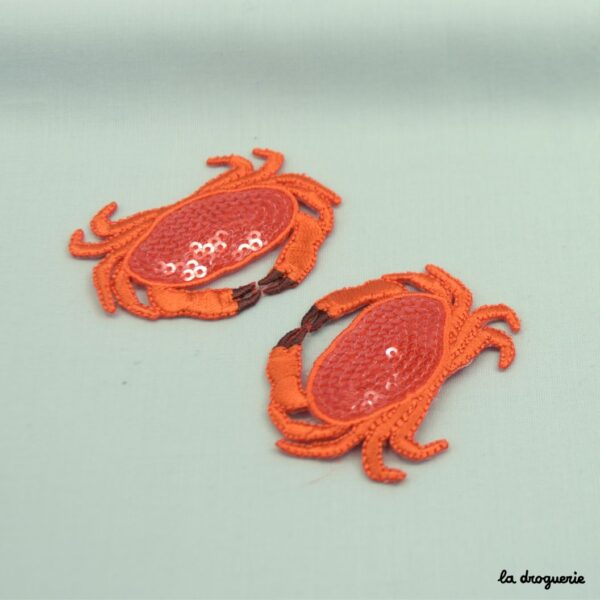Ecusson Crabe paillettes 61x47 mm - La Droguerie