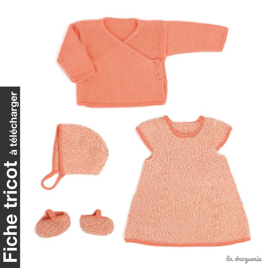 Fiche tricot de l'ensemble layette Plage de la grève rose - La Droguerie