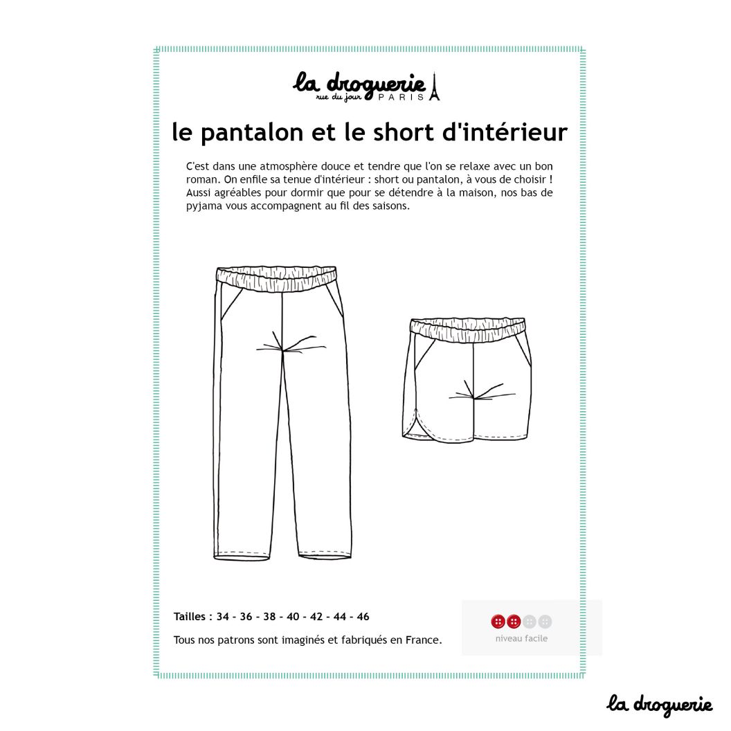 Patron couture le pantalon et le short d'intérieur