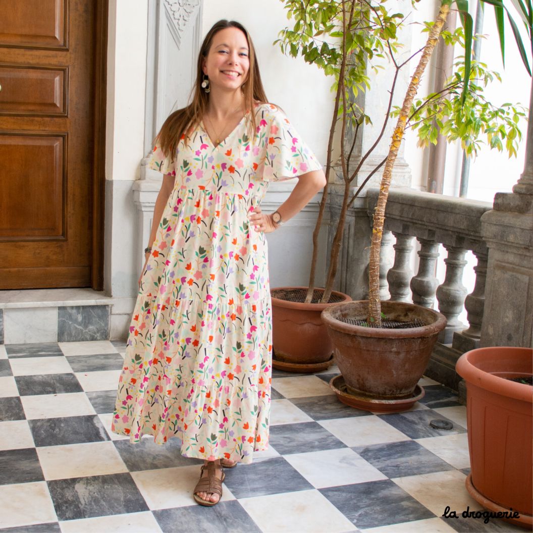 Kit à coudre Robe longue Granada Marché aux fleurs | La Droguerie