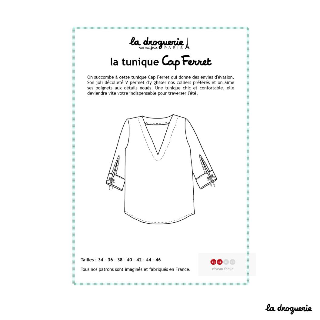 Patron de la tunique femme Cap Ferret La Droguerie