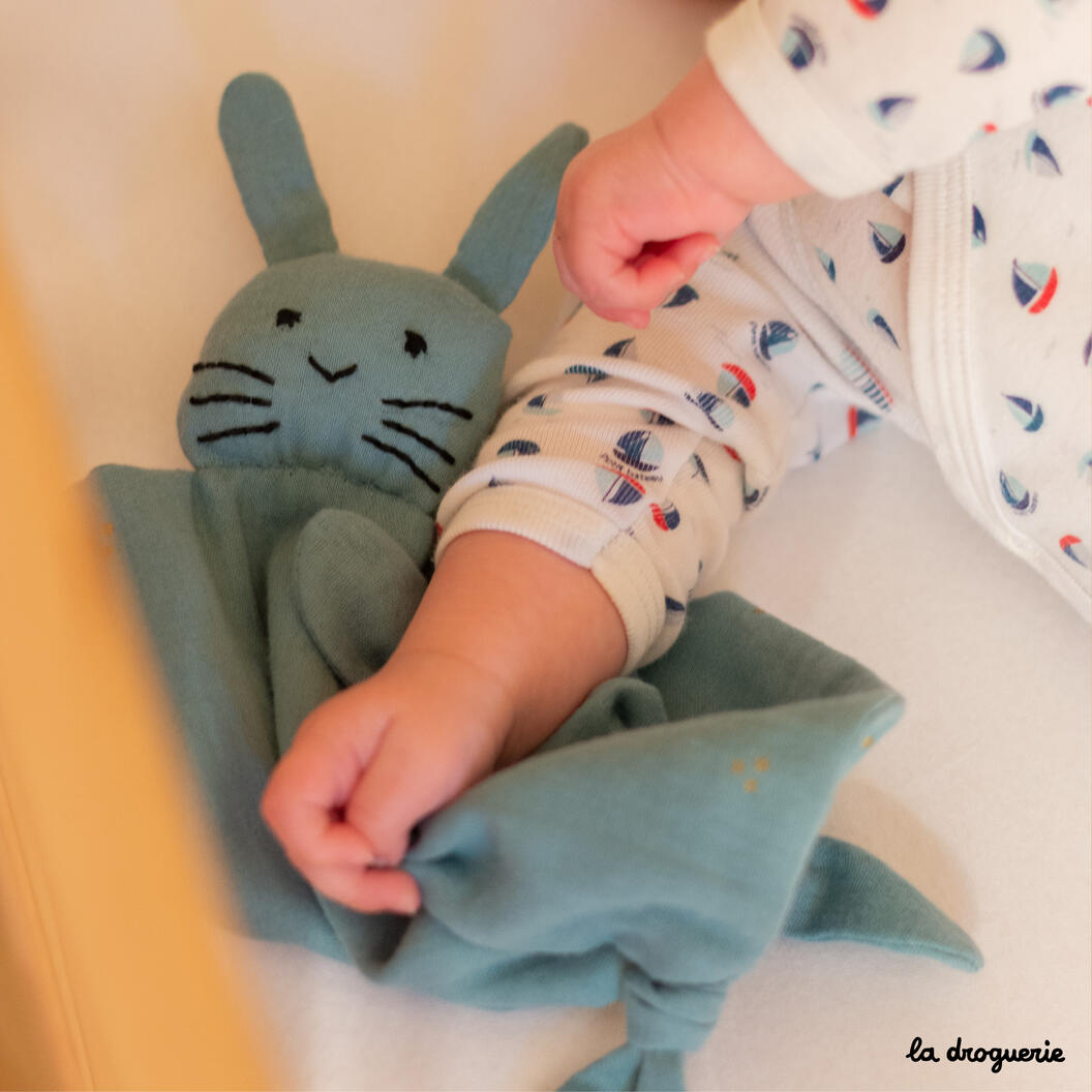 Doudou Lapin - Gaze de coton - 4 couleurs disponibles