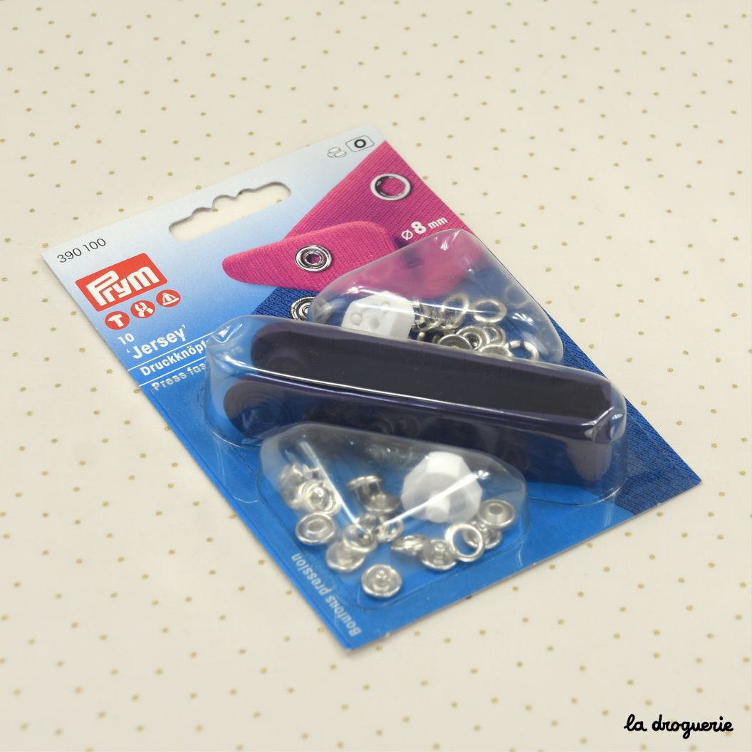 Prym - Boite 10 Boutons Pression Jersey Sans Couture Coloris Argent avec  Outil de Pose (8 mm) - Coup de coudre