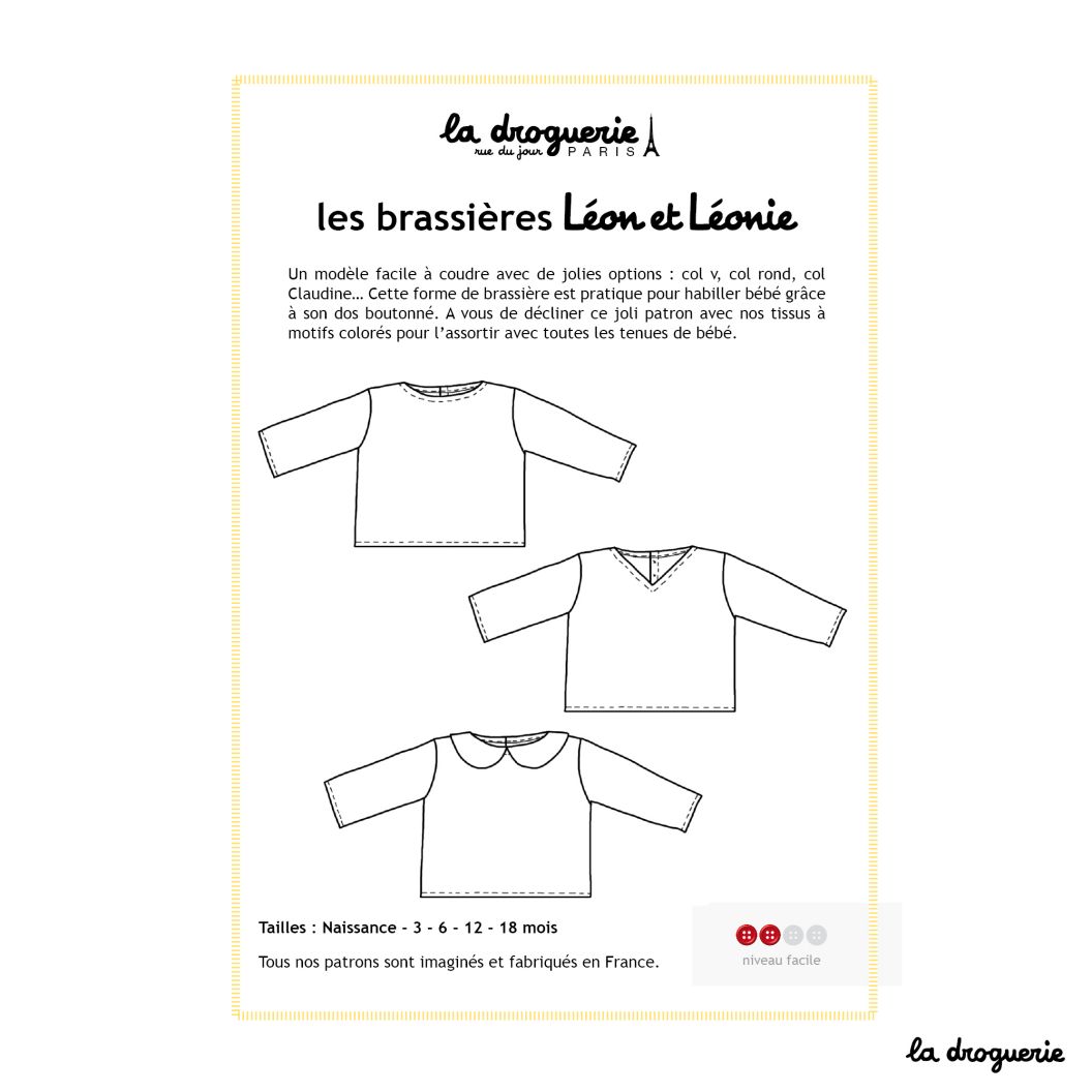 Patron couture la brassière bébé Léon et Léonie