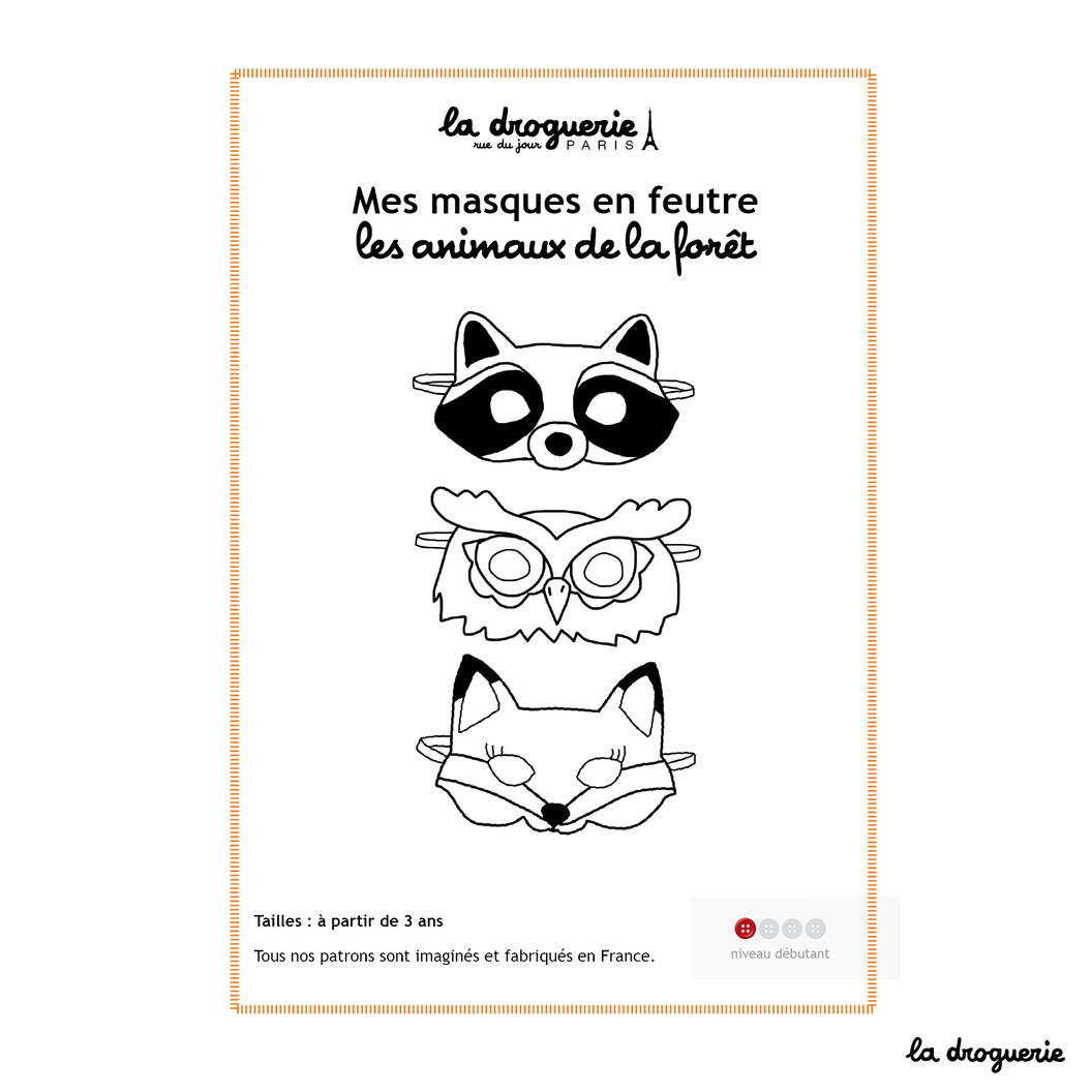 Kit à coudre Les masques en feutre Animaux festifs DIY