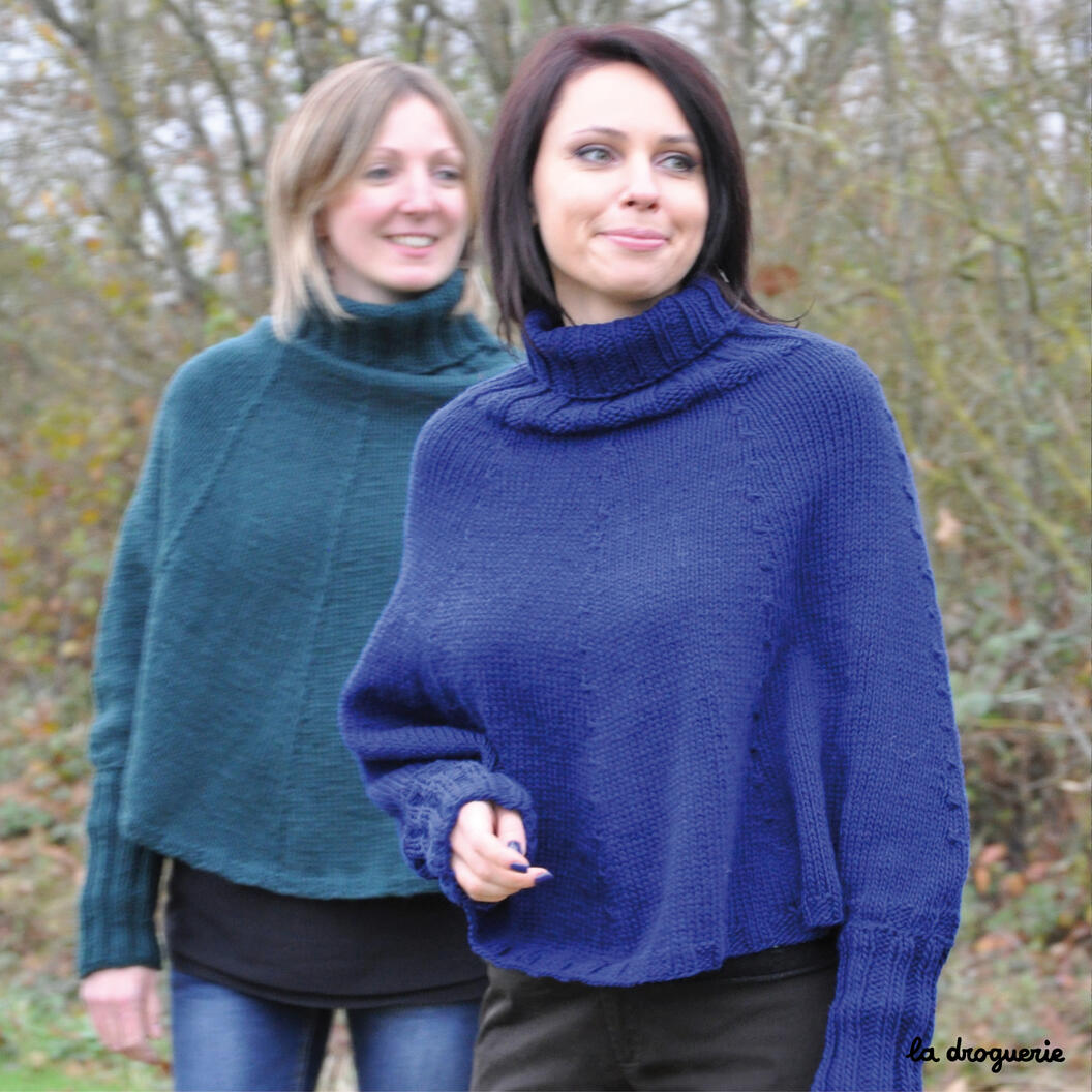 Fiche du poncho adulte Bois de Vincennes  Patron tricot à télécharger -  La Droguerie