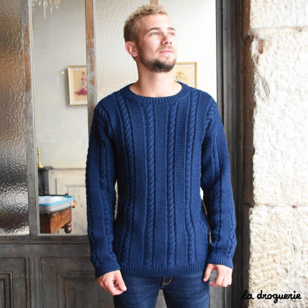 tricoter pull homme irlandais La Droguerie
