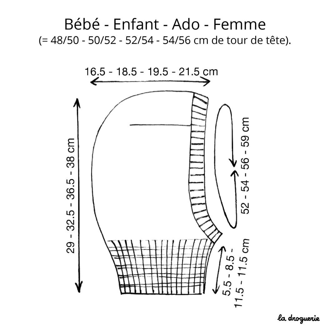 Fiche tricot cagoule 2 ans à adultes