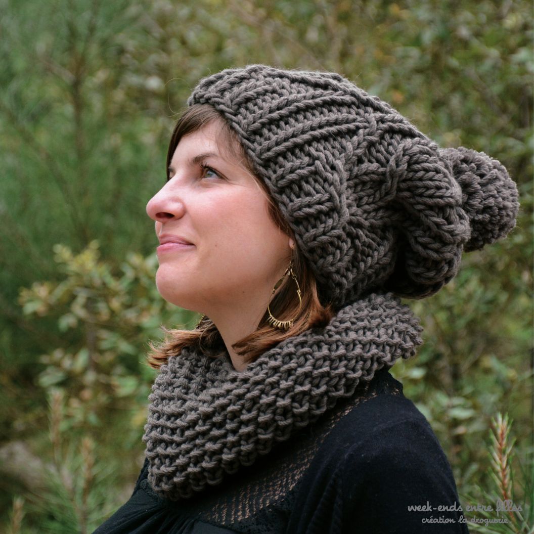 Bonnet et snood en maille taille 12-18 mois