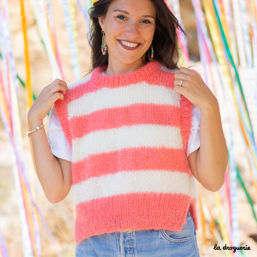 Fiche tricot du pull sans manches femme Jardin Linné - La Droguerie