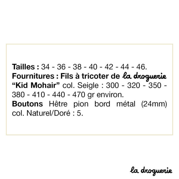 Tricoter du Mohair La Droguerie avec la fiche tricot de la Veste femme rue de Buci