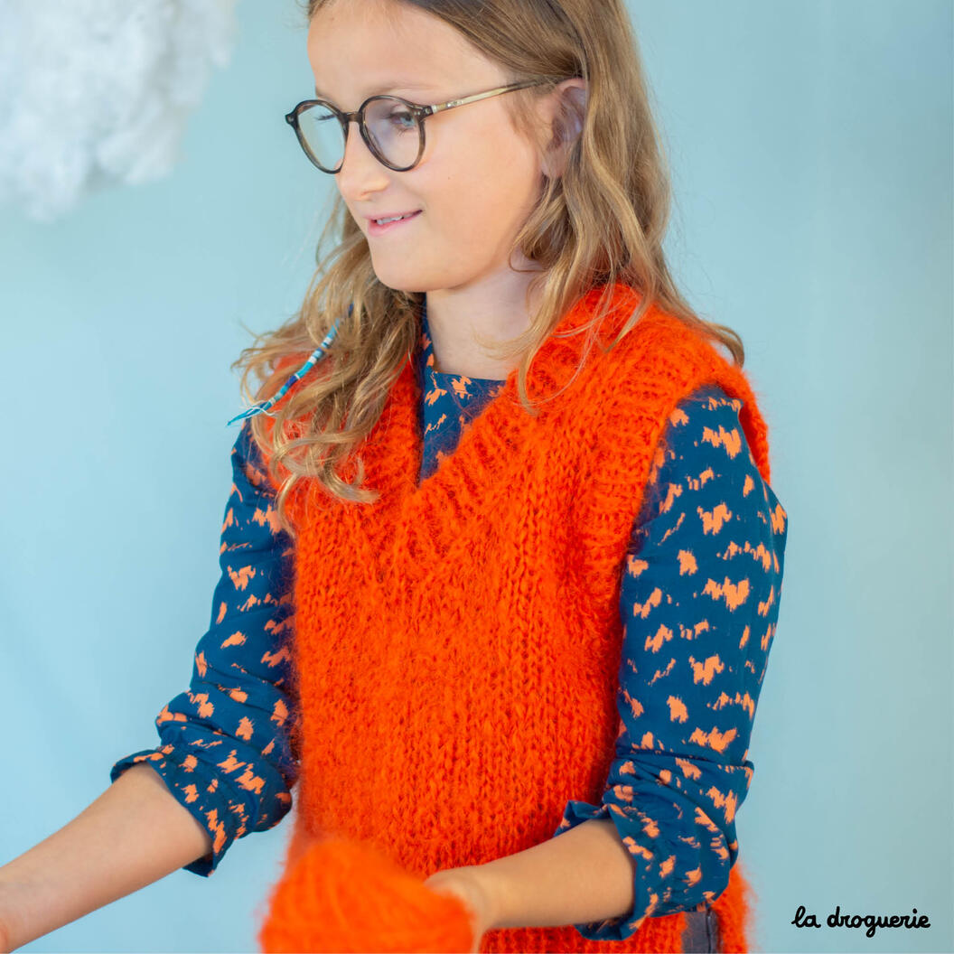 Fiche tricot du pull sans manches enfant Jardin Linné - La Droguerie