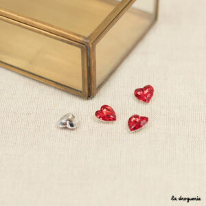 Perle Coeur strass rubis | Perle 14 x 13 mm