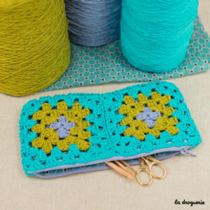 Granny square, ma petite trousse - Turquoise | Kit à crocheter