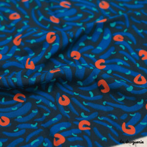 Tissu Lueur Sauvage - Bleu nuit/camel