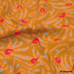 Tissu Lueur Sauvage - Moutarde/rose