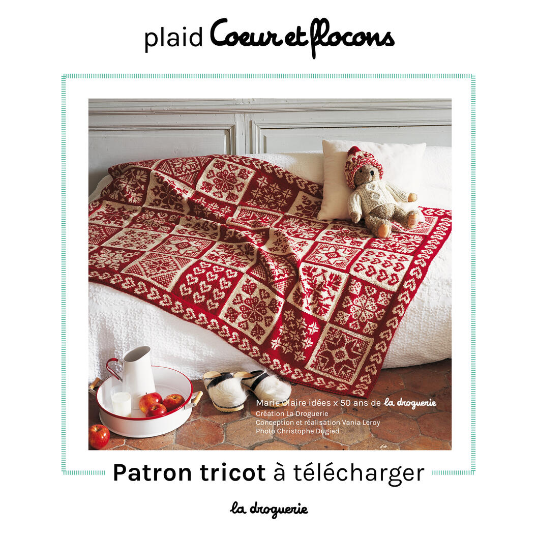 fiche-tricot-plaid-coeur-flocons